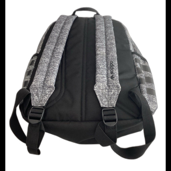 Adidas Backpack Unisex 17" Black and Gray 3 Stripe Graphic LNWOT - Picture 2 of 6